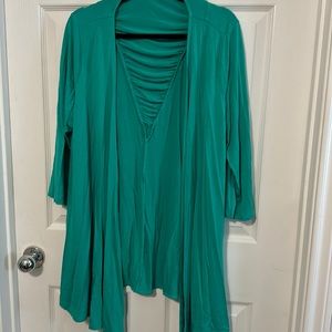 EUC Susan Graver green open cardigan
